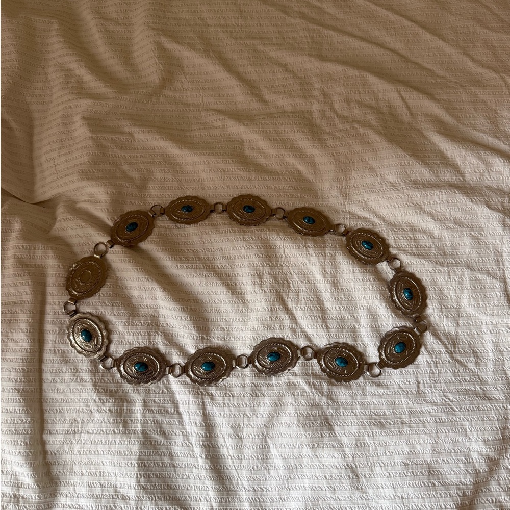 Vintage Silver and Turquoise Belt